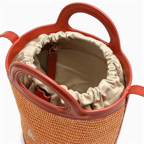 Marni Tropicalia Beige Leather And Raffia Bucket Bag TheDoubleF