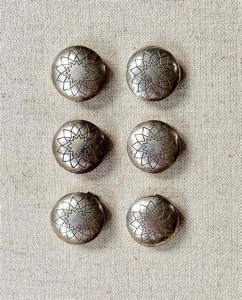 Sterling Silver Button Covers Lot Set Of Vintage Native American