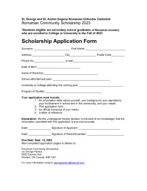 Fillable Online RCS Scholarship Application Form 2023 Fax Email Print