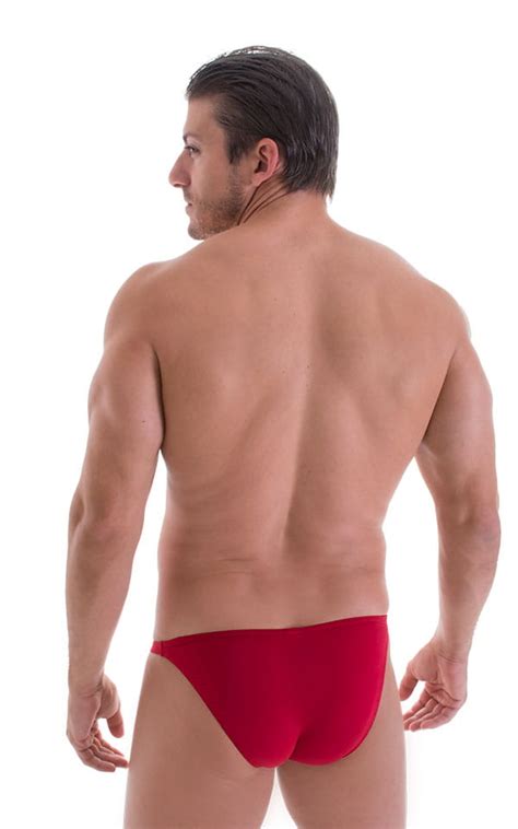 Mens Micro Pouch Bikini Swimsuit In Semi Sheer Thinskinz Red