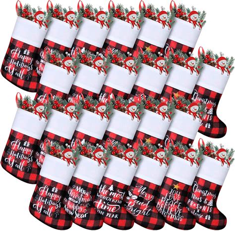 Amazon Skylety 24 Pcs Christmas Stockings In Bulk Plush Cuff Small