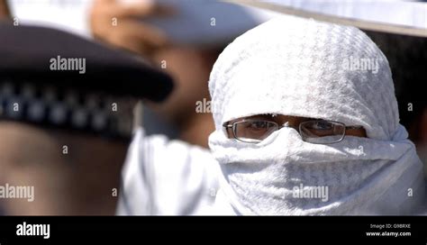 A Muslim protester outside Forest Gate police station in east London ...