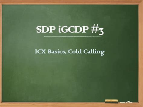 sdp igcdp indonesia icx basics cold calling  business  finance