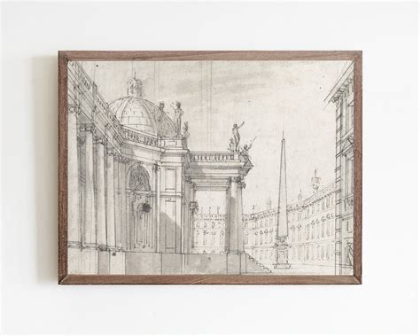 Vintage Architecture Sketch, Architecture Drawing, Printable Sketch Art ...