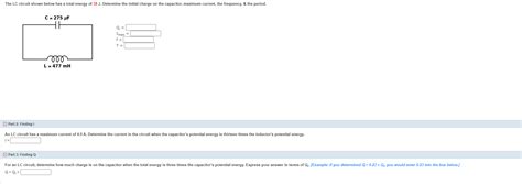 Solved The Lc Circuit Shown Below Has A Total Energy Of Chegg