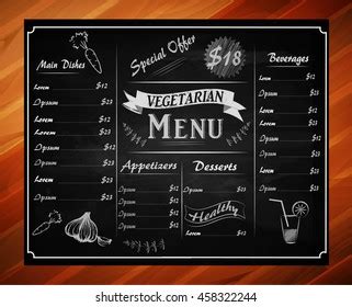 Full Vector Template Chalkboard Menu Restaurant Stock Vector Royalty