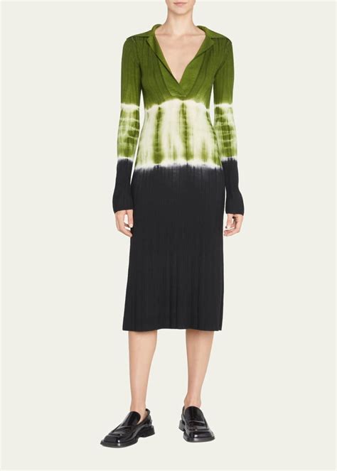 Proenza Schouler White Label Dip Dyed Knit Collared Midi Dress