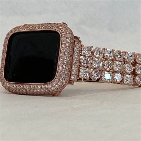 41mm 45mm Rose Gold CZ Apple Watch Bezel Bumper Swarovski Etsy Rose