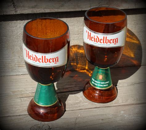 2 Vintage Heidelberg Beer Glasses 1970 Cut by CrazyHorseTradingCo