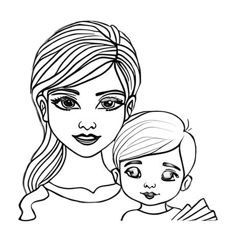 Mother And Son Coloring Page Creative Fabrica