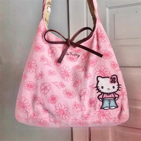 2004 PINK CORDUROY HELLO KITTY BOHO BAG NOT FOR... - Depop