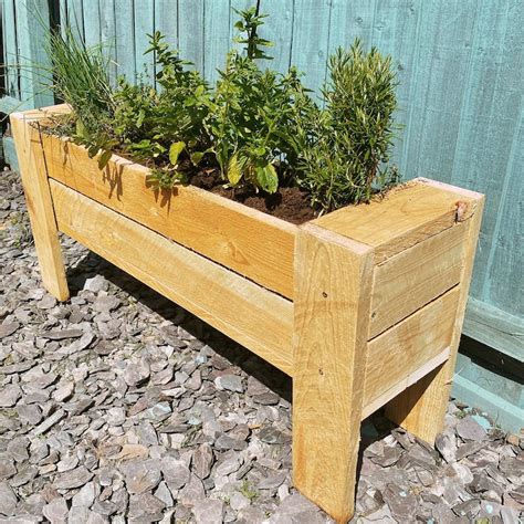 Garden Herb Planter Wooden Herb Box Handmade Herb Planter Etsy Uk