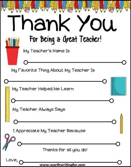 Thank You Teacher Free Printable Teacher Thank You Notes