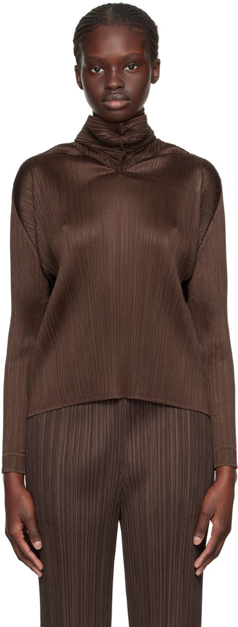 Brown Monthly Colors September Blouse By Pleats Please Issey Miyake On Sale