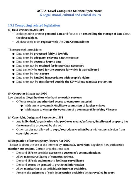 Ocr A Level Computer Science Spec Notes 15 Summarized Ocr A Level