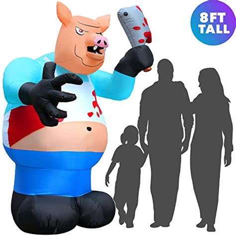 Holidayana Halloween Inflatables Large Ft Pig Head Butcher