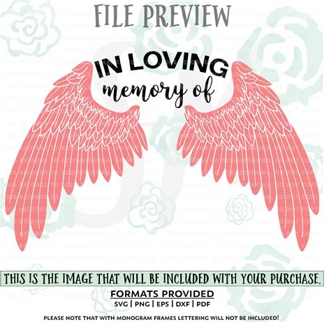 Loving Memory Silhouette Angel Wings Svg 330 DXF Include