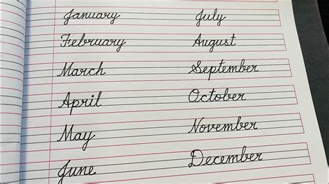 How To Write Months Of The Year In Cursive Cursive Handwriting Practice