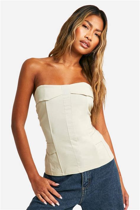 Bengaline Strapless Longline Corset Boohoo Uk