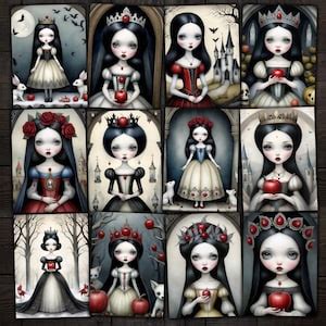 Gothic Snow White Printable ATC Cards, Digital Fairy Tale Images for ...