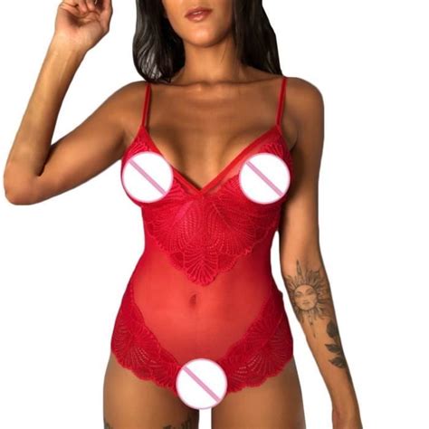 Nouveau One Piece Femmes Maille Dentelle Col En V Teddy Lingerie