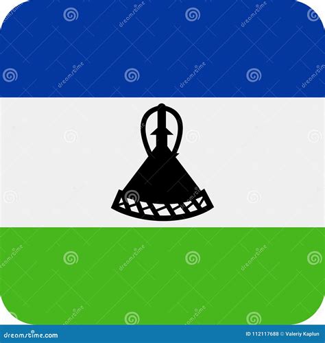 Icono Plano Del Cuadrado Del Vector De La Bandera De Lesotho Stock De Ilustración Ilustración