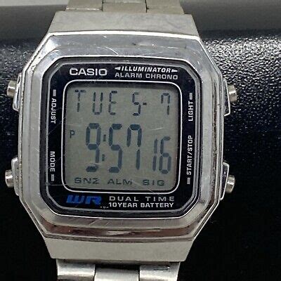 Casio Illuminator Watch Men Silver Digital Alarm Chrono Dual Time 35mm