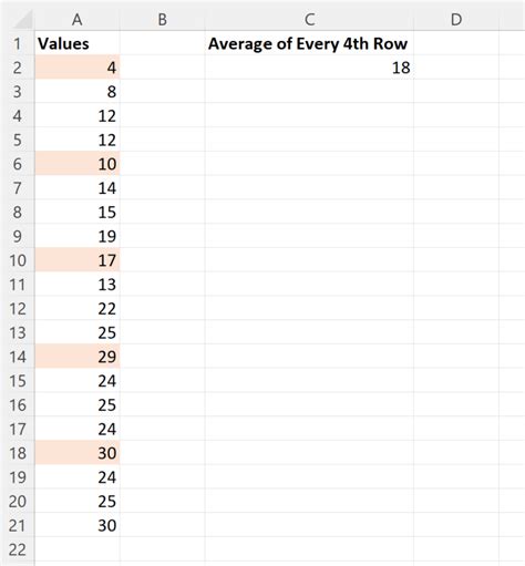 How To Average Every Nth Row In Excel With Example