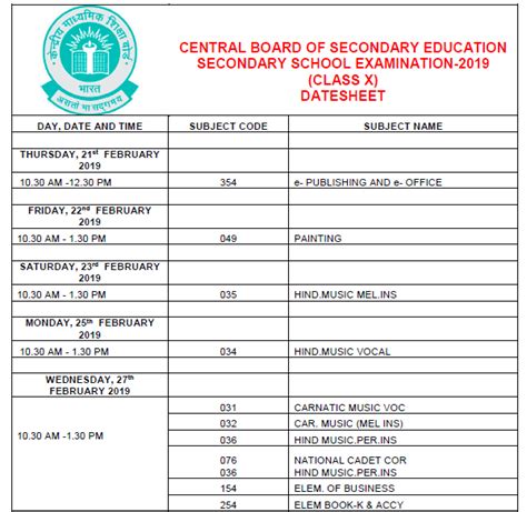 Cbse 10th Class Date Sheet 2019 Released Check Schedule