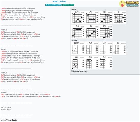 Chord: Black Velvet - tab, song lyric, sheet, guitar, ukulele | chords.vip