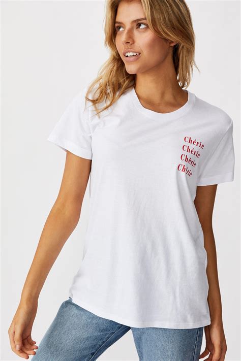 Classic Slogan Tshirt Cherie Cherie White Cotton On T Shirts Vests