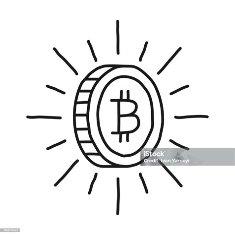 Hand Drawn Bitcoin Icon Doodle Vector Illustration Stock Illustration