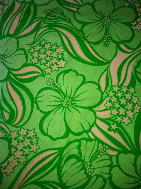 Hawaiian Lime Green Pink Floral Hibiscus Fabric Floral Fabric Pink