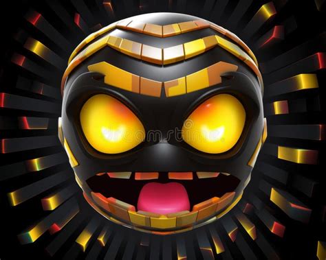 A Black and Gold Mask with Glowing Eyes Stock Illustration ...