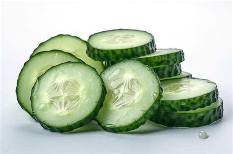 Premium Photo Cucumber Slices On White Background