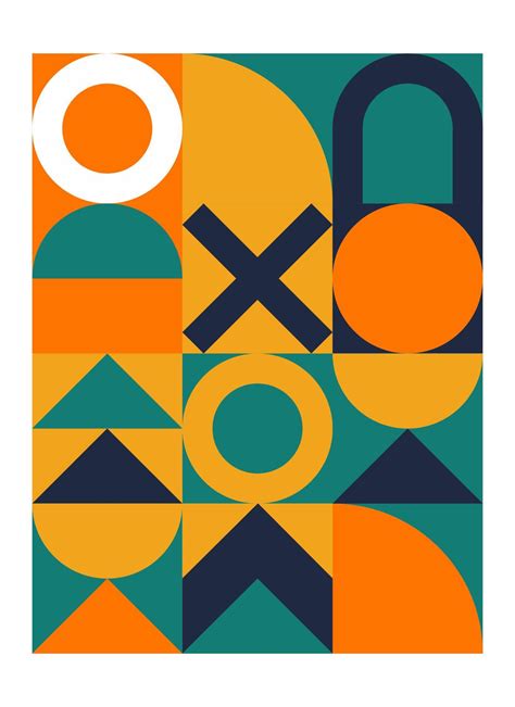 Abstract Geometric Pattern Design With Simple Geometric Shapes And