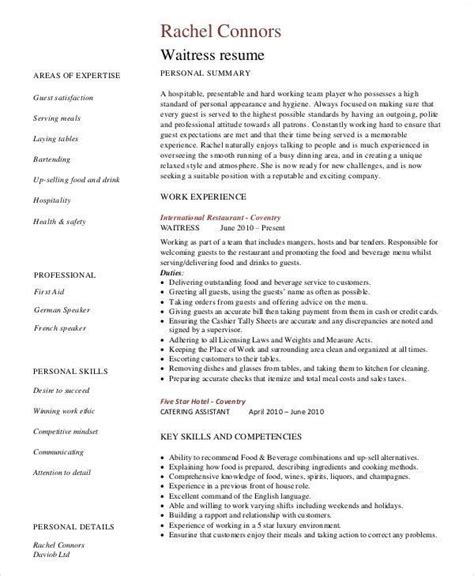 Resume For Restaurant Servers Recommended Sample Server Resume 7 Examples In Word Pdf Of 33 P