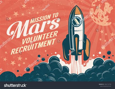 Mission Mars Poster Retro Vintage Style Stock Vector (Royalty Free) 1292112778 | Shutterstock