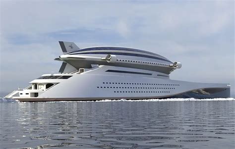 Futuristic Colossea Mega Yacht With Detachable Airship Tuvie Design