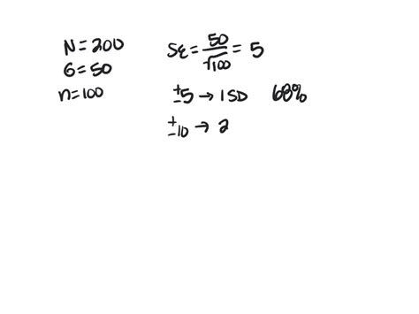 Solved N 200 0 50 N 100 Sample Mean Is Used To Estimate U Calculate The Standard Error Of