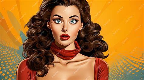 Premium Ai Image Wow Pop Art Female Face Sexy Surprised Woman With