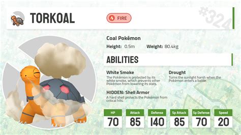 #0324 Torkoal - Pokecharms PokéDex