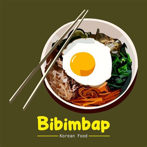 Premium Vector Bibimbap Korean Mixed Rice With Meat And Assorted