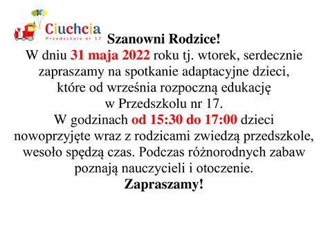 Spotkanie adaptacyjne Publiczne Przedszkole nr 17 im Ciuchcia Ostrów