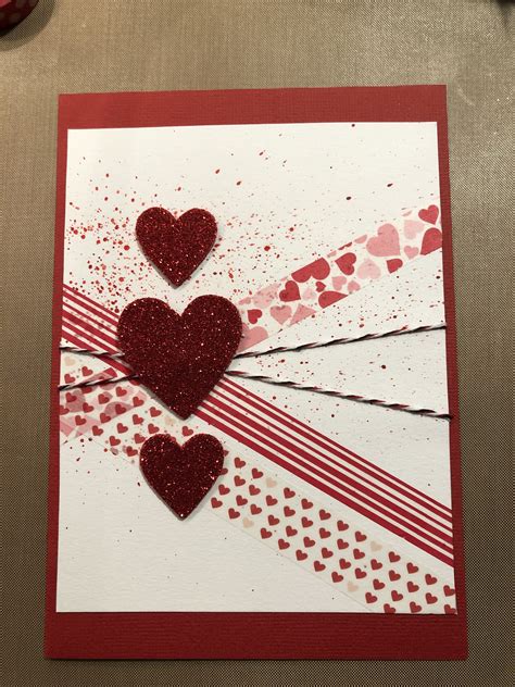 Mixed Media Handmade Valentine Card With Watercolor And Washi Tape