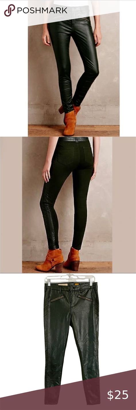 Anthropologie Pilcro And The Letterpressvegan Faux Leather Green Pants