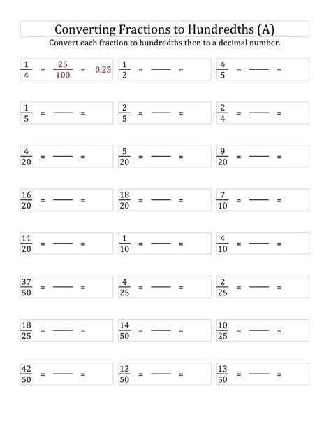 Tenths And Hundredths Worksheets