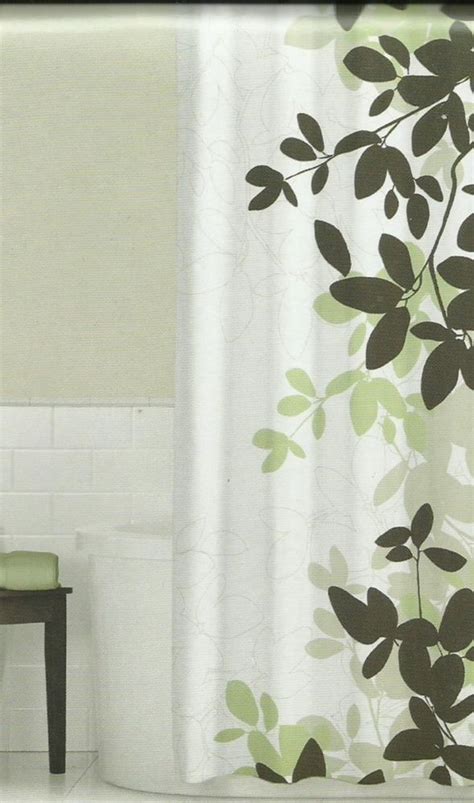 Zen Floral Sage Green Brown Tan Ivory Quality Luxury Fabric Shower Curtain New Green Shower