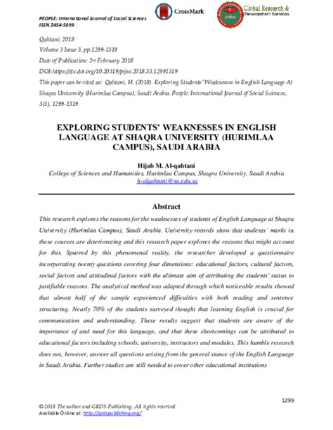 (PDF) EXPLORING STUDENTS’ WEAKNESSES IN ENGLISH LANGUAGE AT SHAQRA ...