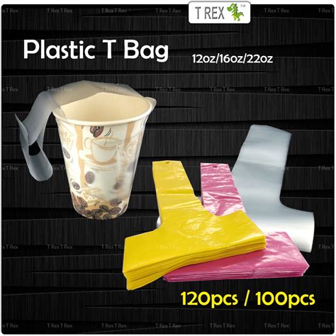 120pcs100pcs Plastic T Bag Cup Holder Bag Handle Bag Beg